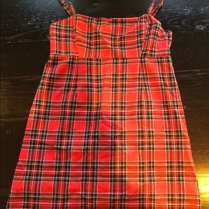 Red plaid urban outfitters mini dress